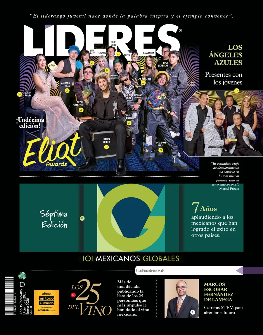 Portada de Líderes Mexicanos 485 con los ganadores de los Eliot Awards 2025